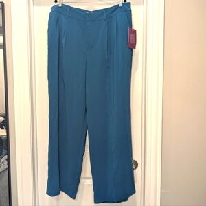 Sergio Hudson High-Waist wide leg Pleated pant in peacock blue - NWT
